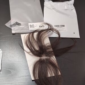 Clip In Side Bang Human Hair Topper Hand Tied Base Lightweight Chocolate Brown